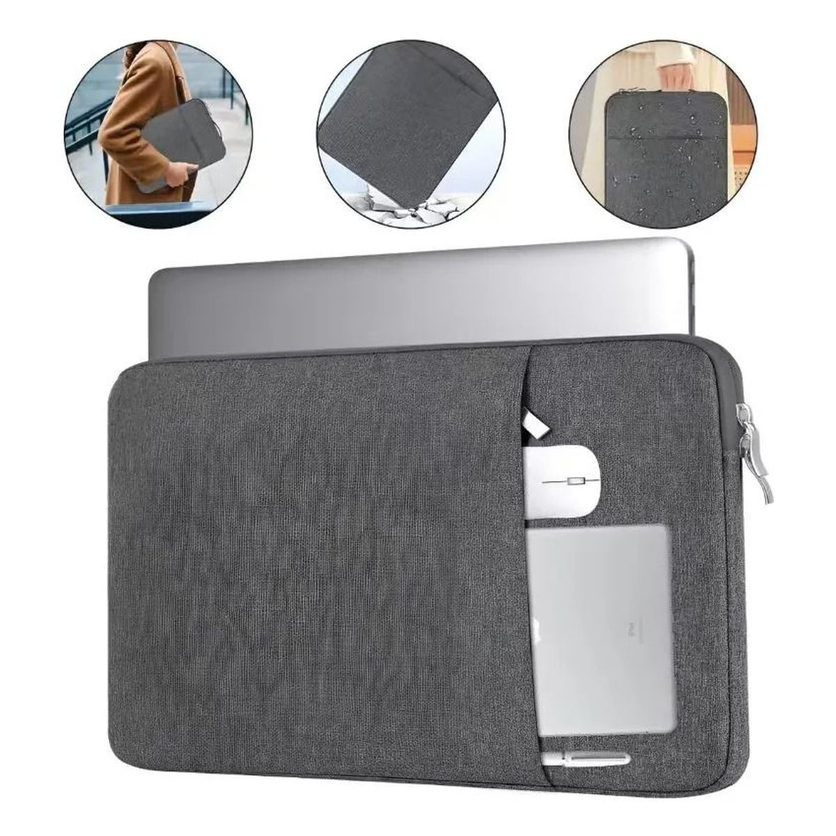 EVERSO - Funda Para Notebook 14-16 Pulgadas Con Cierre Asa Y Bolsillo