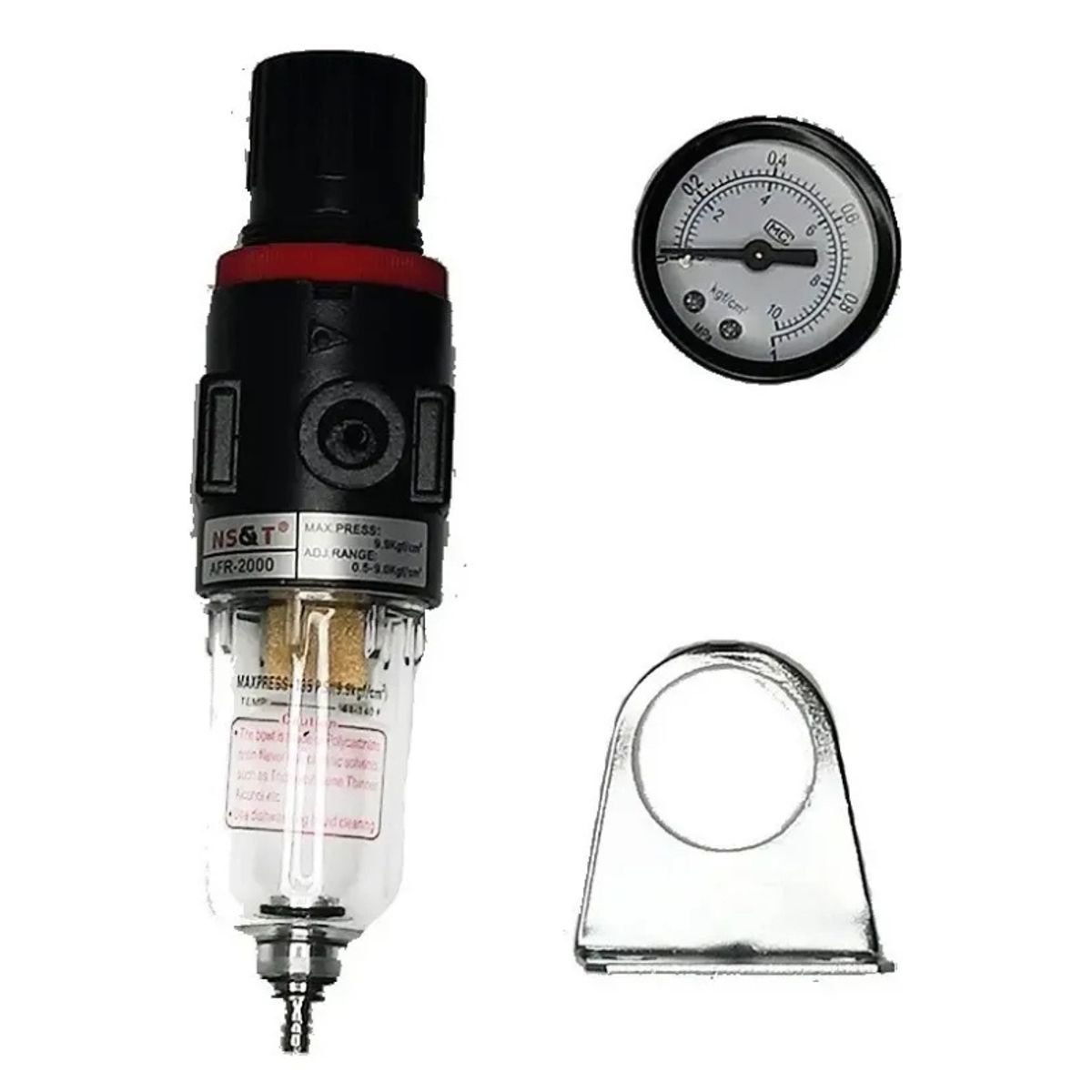 GENERICO - Filtro para Regulador anticondensacion 1.4 para Compresor + Manómetro Y Soporte