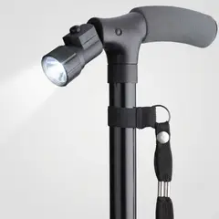 MOVI - Bastón Ortopédico Base Cuádruple Luz Led Plegable Adulto Mayor
