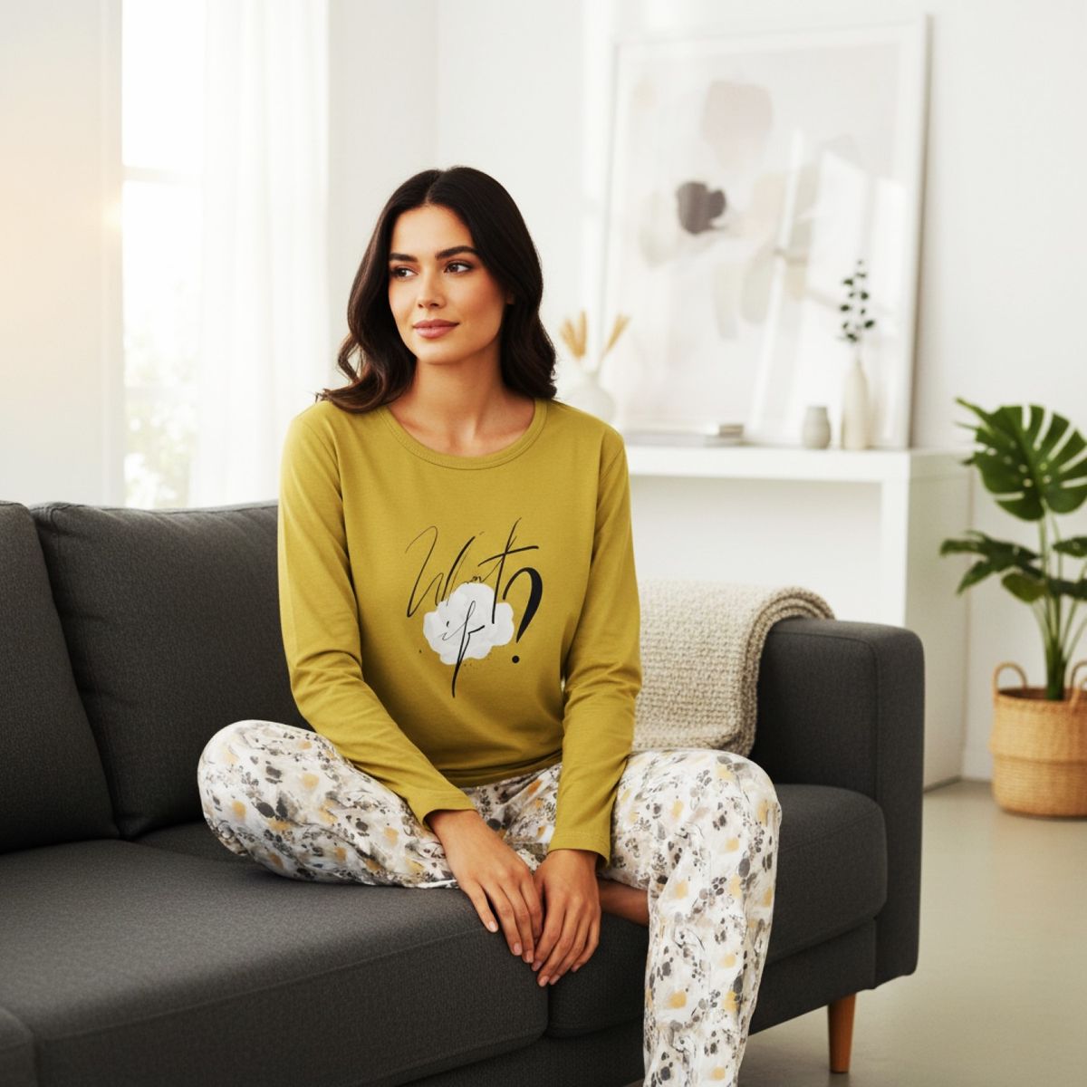 DELIBERANCE - Pijama What If Estampado Mostaza