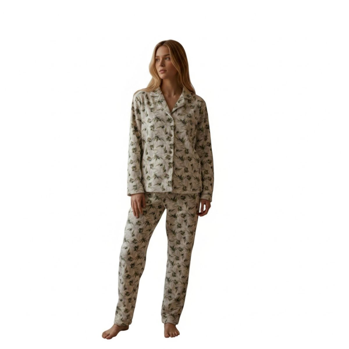DELIBERANCE - Pijama Olive Abotonado Estampado