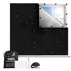 GENERICO - Cortina diseño Blackout Revestidas De Plata 420d Estrellas 1.452m