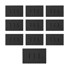 WANT - Pack X10 Tomacorriente Triple Puenteado Plano Met Negro 10a 250v