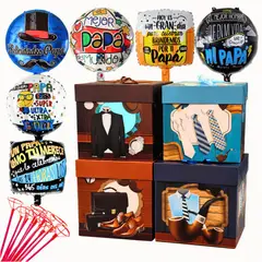 GENERICO - Pack Día Del Padre Cajas Globos 36pcs Diseños papá