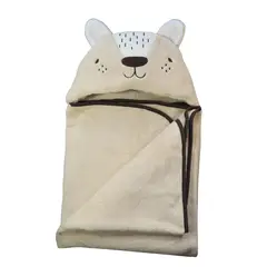 PUMUCKI - Manta con Capucha Animal para Bebé Extra Suave Cafe