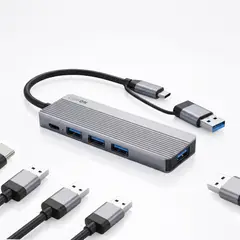 LINKON - Hub Adaptador Usb C 5 en 2 Para Mac Macbook Windows