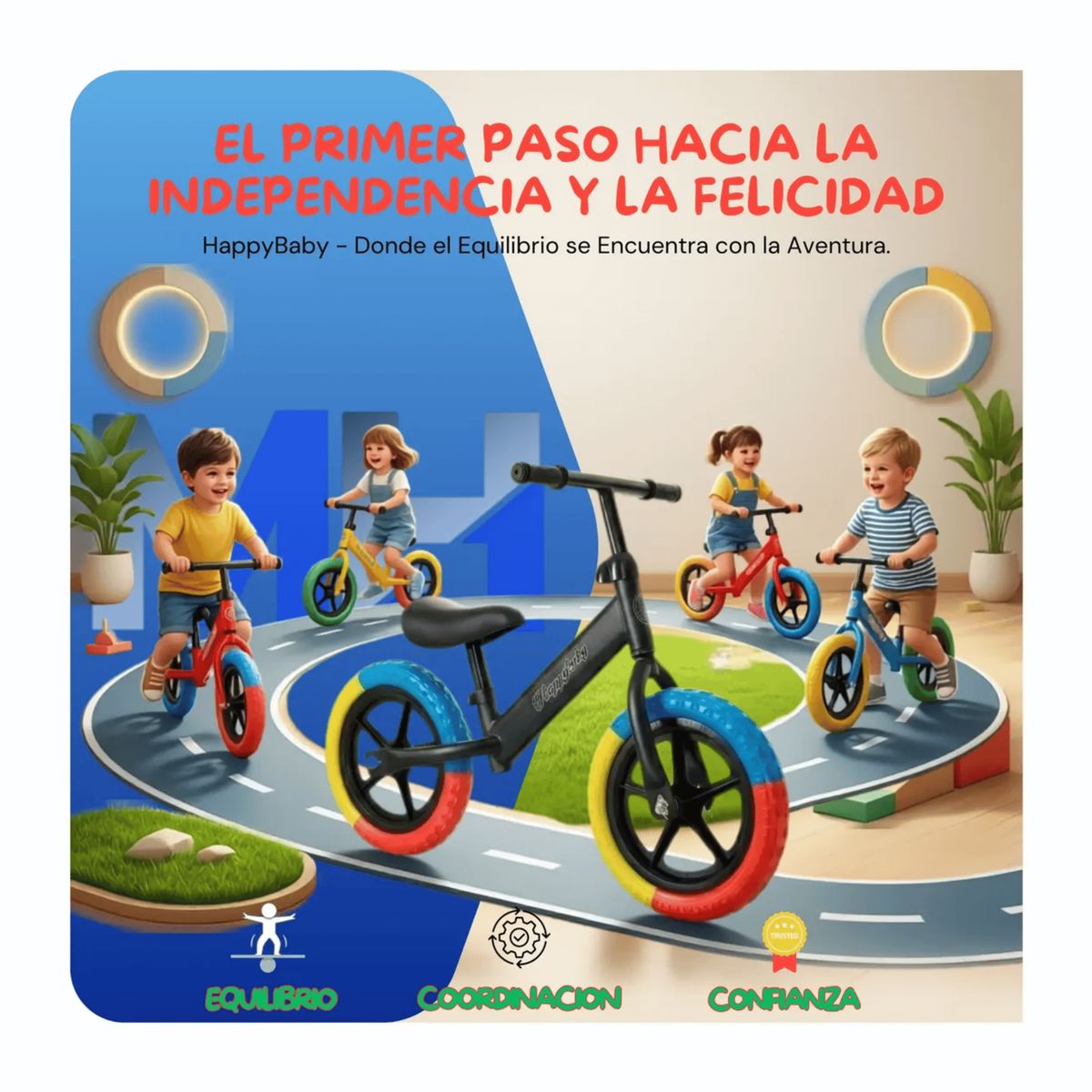GENERICO - Bicicleta De Equilibrio Aprendizaje Niños Sin Pedales Star Negro