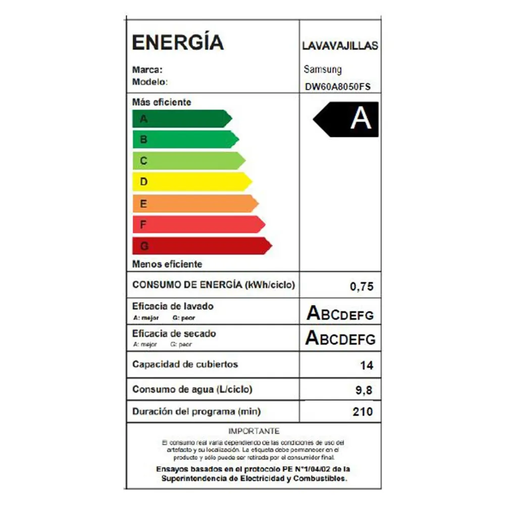 Lavavajillas 14 cubiertos DW60A8050FG/ZS, foto 11