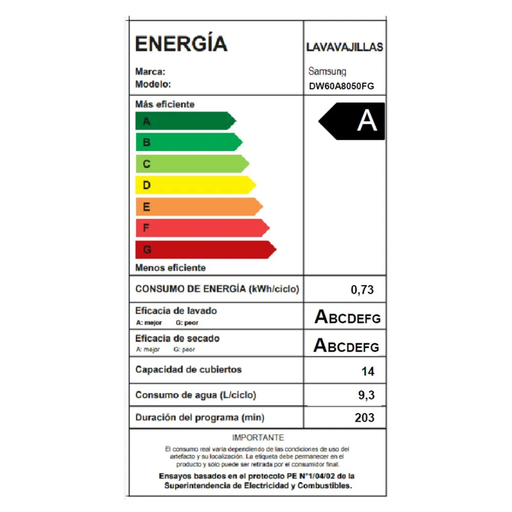 Lavavajillas 14 cubiertos DW60A8050FG/ZS, foto 17