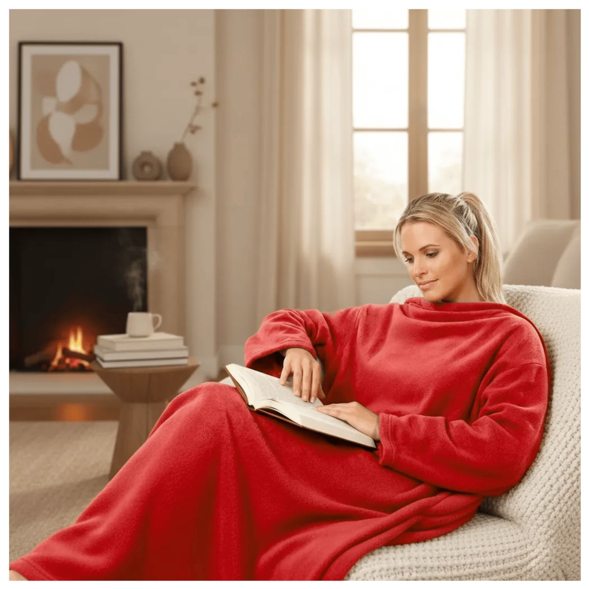 GENERICO - Manta Polar Con Mangas Frazada Vestible Invierno 190x130cm Rojo