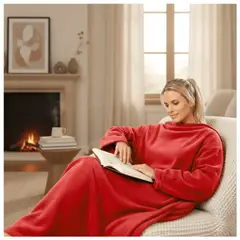 GENERICO - Manta Polar Con Mangas Frazada Vestible Invierno 190x130cm Rojo