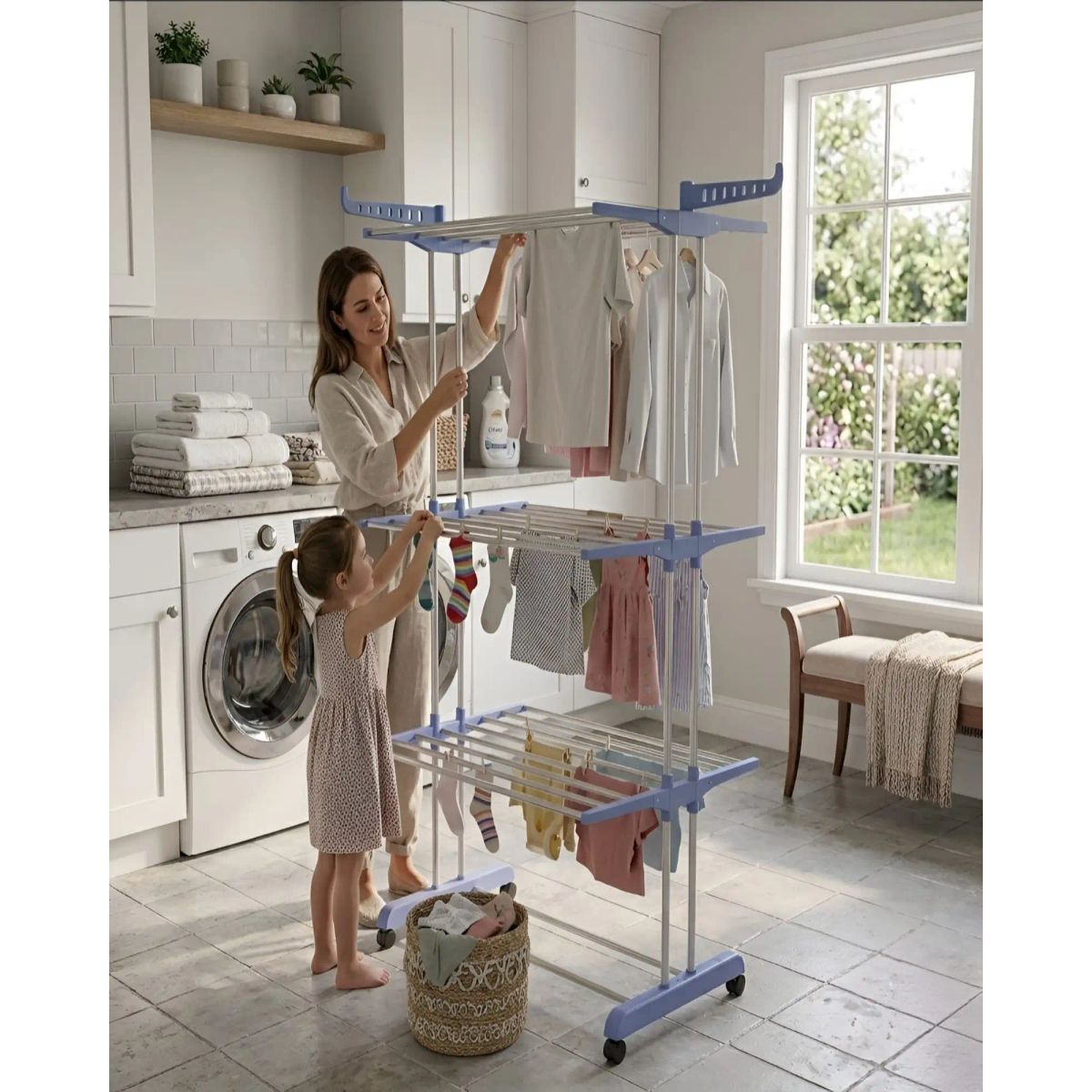 GENERICO - Tendedero De Ropa Vertical Plegable Organizador Con Ruedas