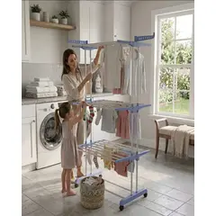 GENERICO - Tendedero De Ropa Vertical Plegable Organizador Con Ruedas