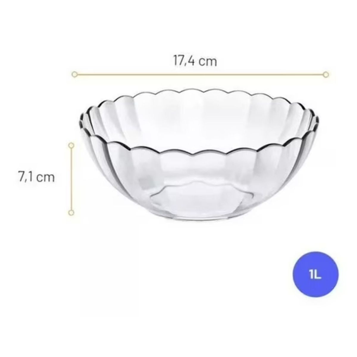 MARINEX - Bowl De Vidrio 1 Litro Bella - Ensaladera Vidrio