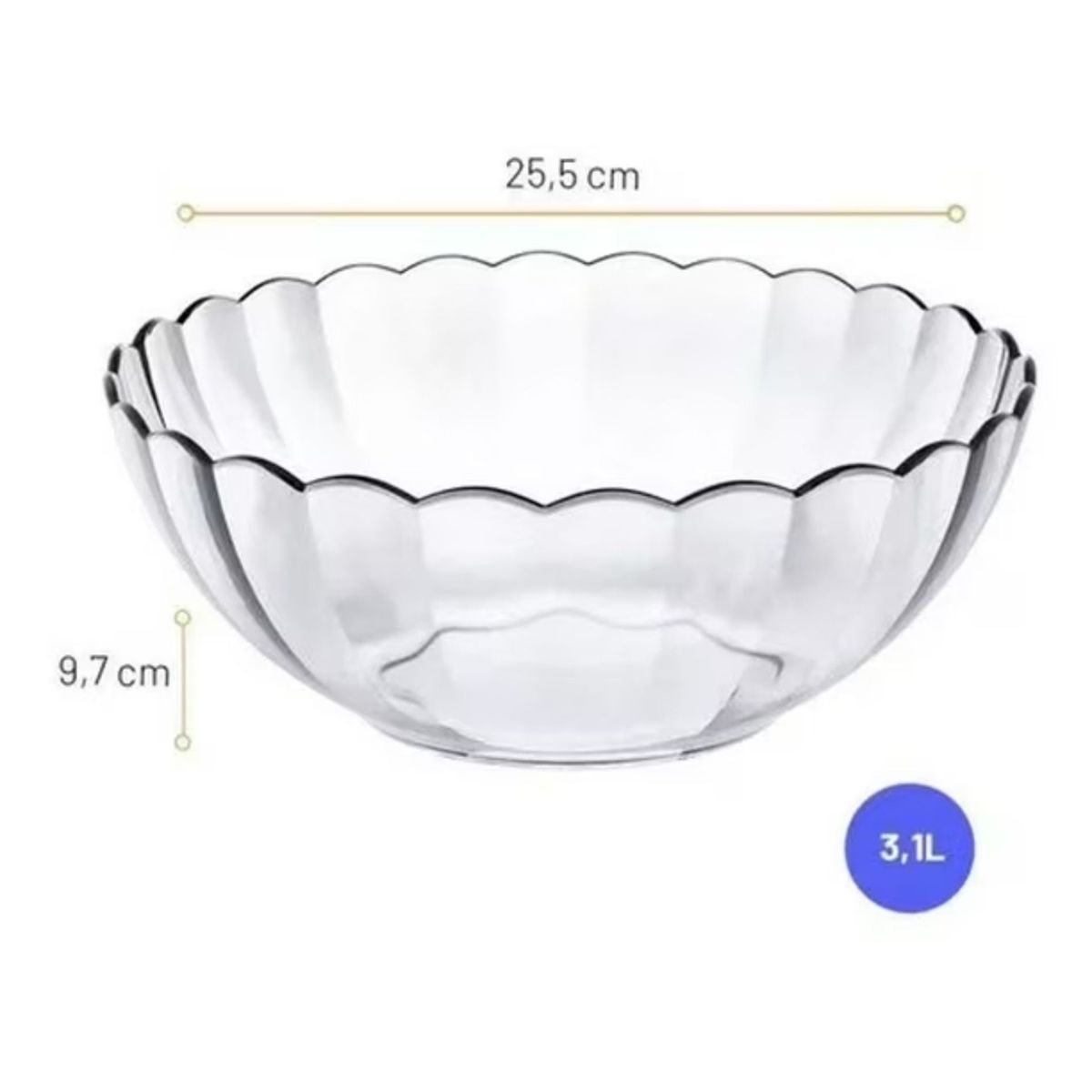 MARINEX - Bowl De Vidrio 3.1 Litro Bella - Ensaladera Vidrio