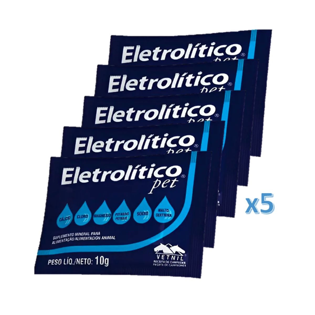 GENERICO - X5 Sobres Electrolítico Pet Rehidratante Perro Gato Ave
