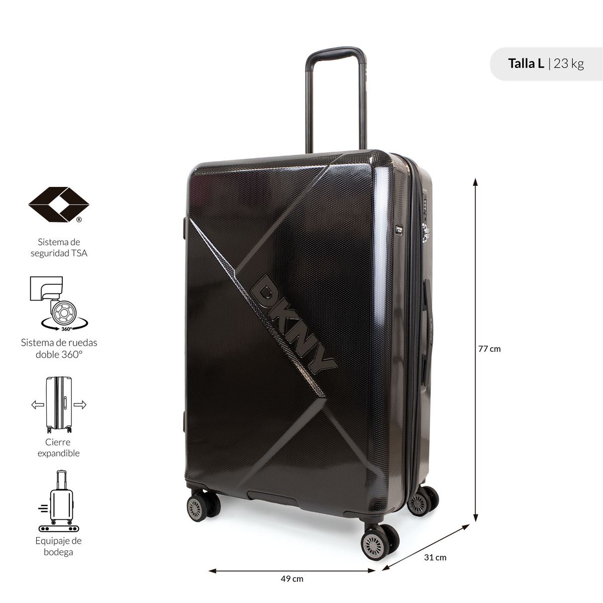 GENERICO - Maleta grande 23kg Donna Karan Your Call negra DKNY