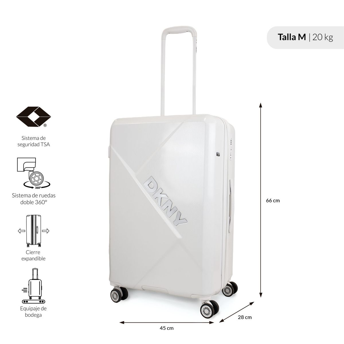 GENERICO - Maleta mediana 20kg Donna Karan Your Call blanca DKNY