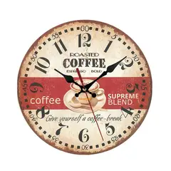 GENERICO - Reloj de Pared Análogo Rústico Vintage Retro Coffee