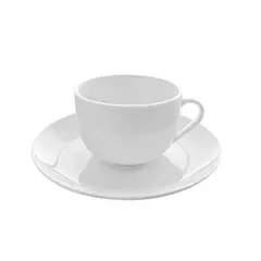 IMAHE - Set De 6 Tazas Y Plato De Te Porcelana 220Cc Coupe Línea Padua