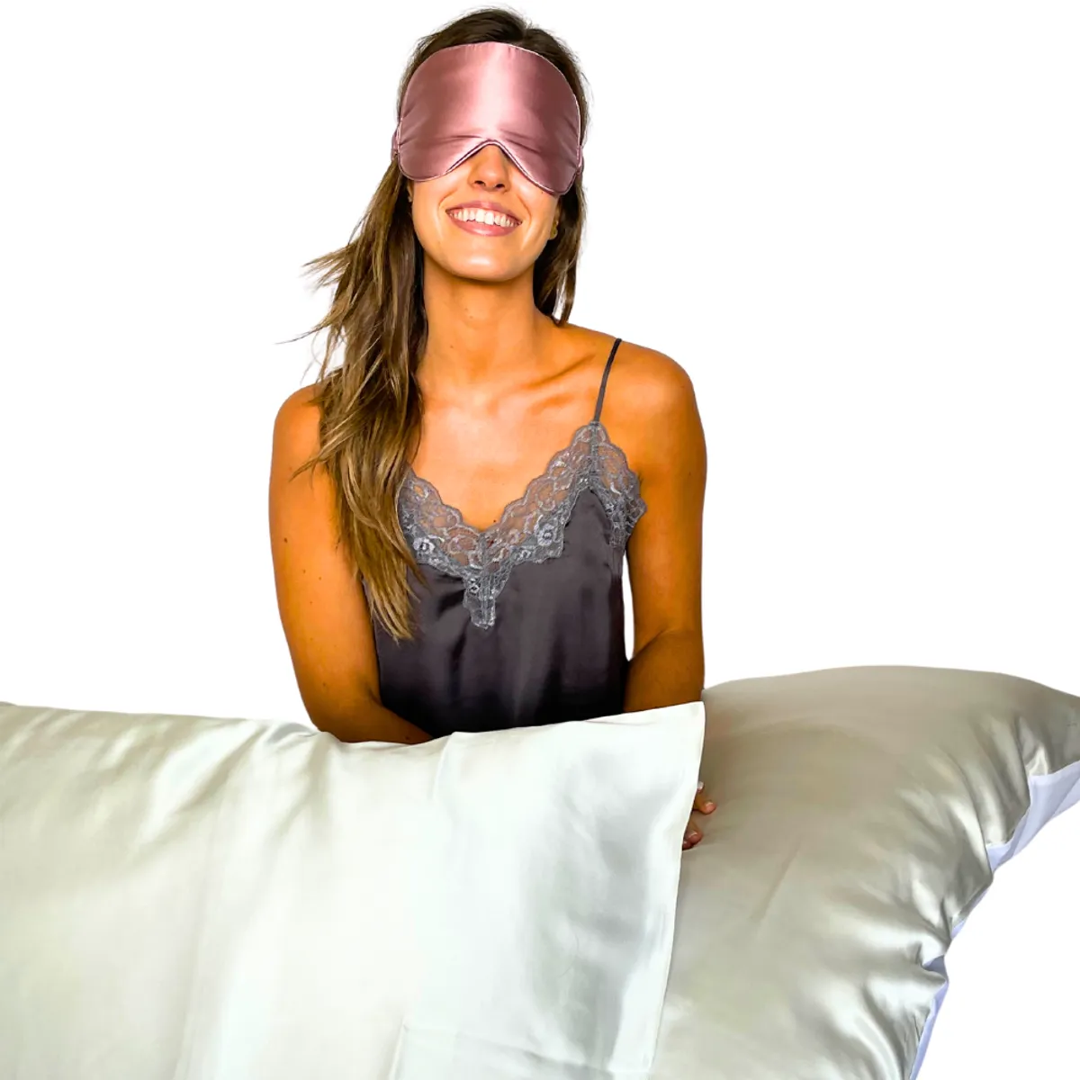 KARMAS - Funda de Almohada King doble cara Seda Mulberry Blanca