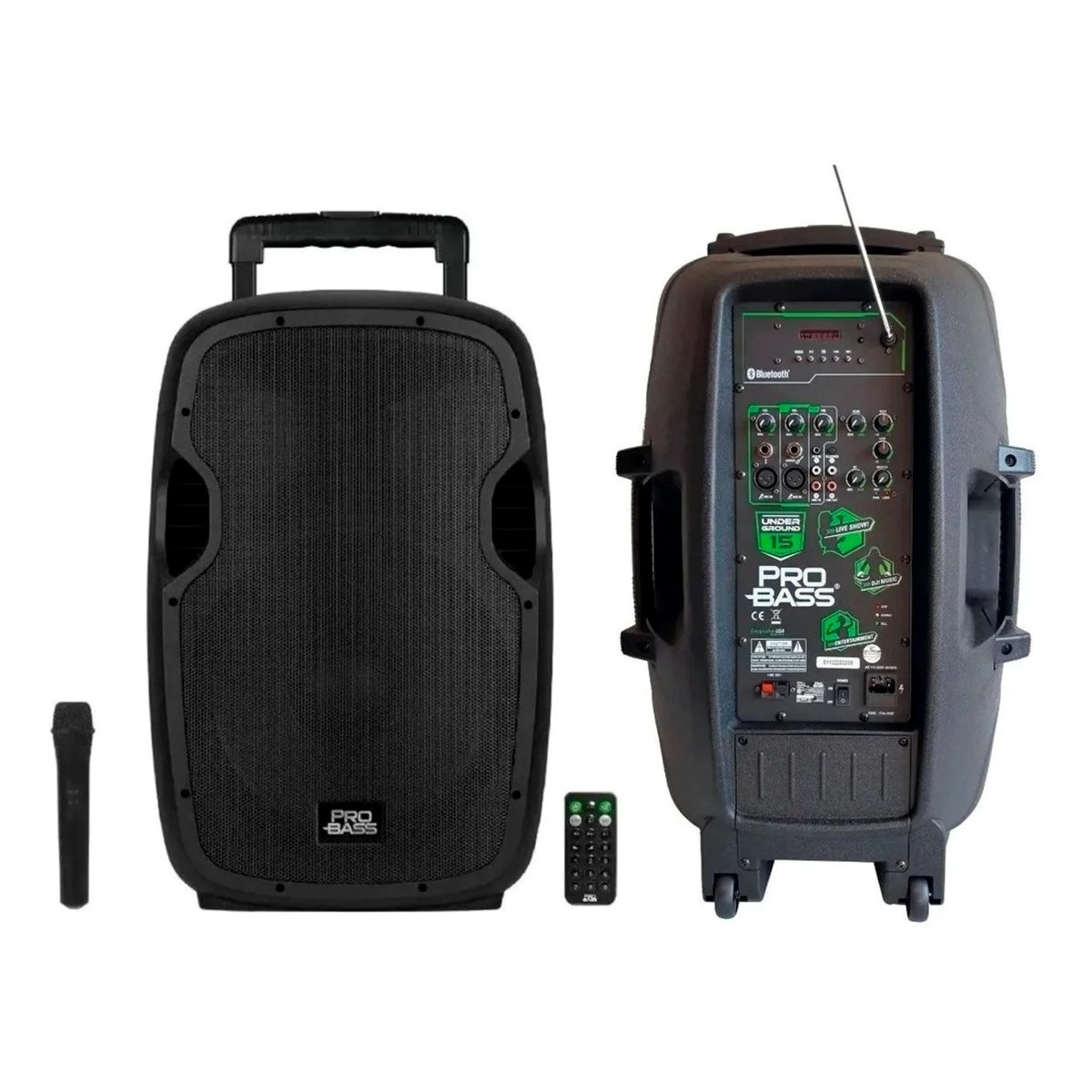 PROBASS - Parlante Probass UNDERGROUND 15 Activo Con Bateria de 15″ con Micrófono Incluido