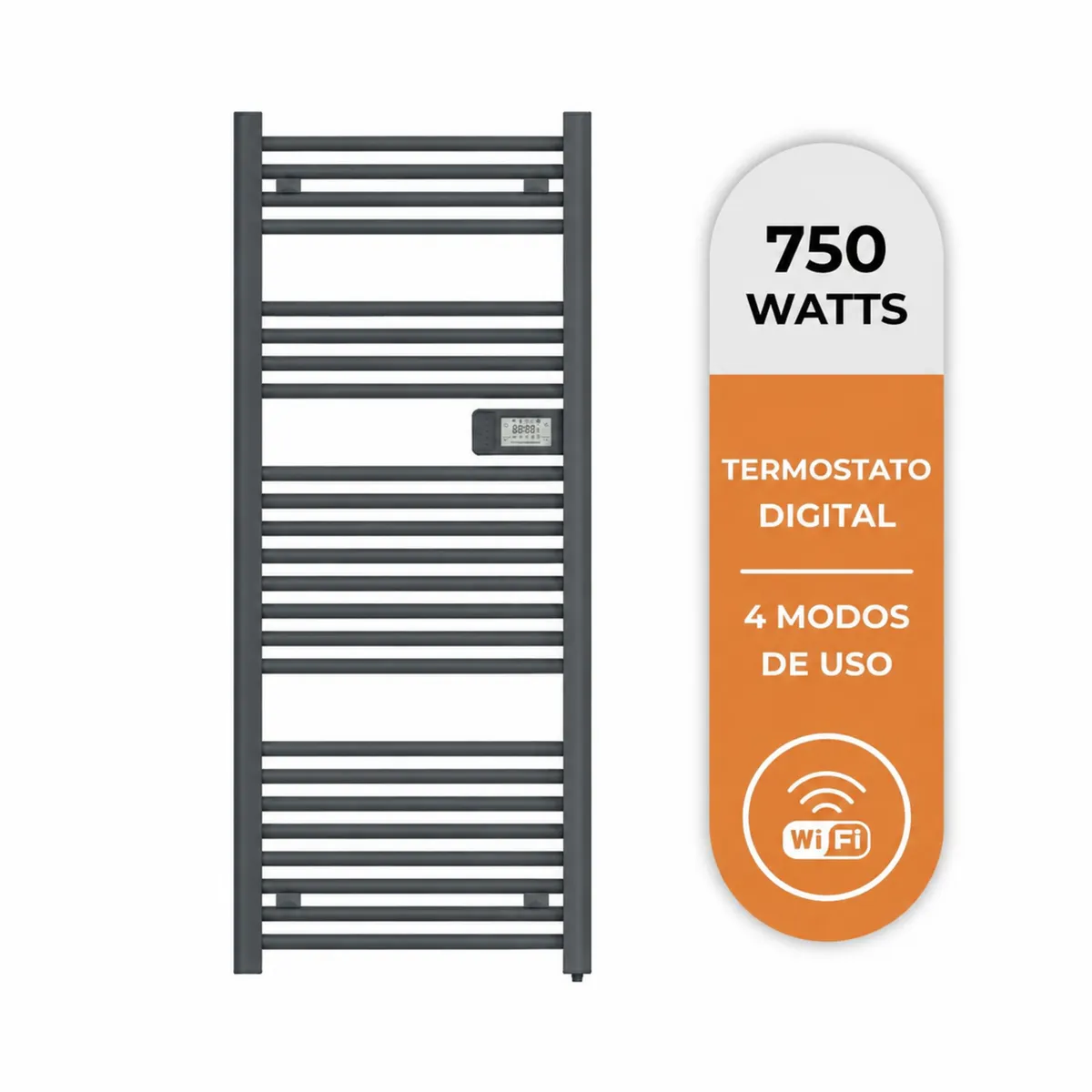ANWO - Secador de Toallas Electrico Tubular Gris de 750W Con Wifi Anwo