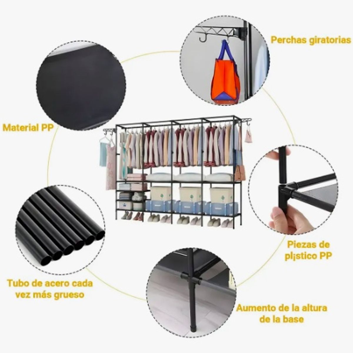 GENERICO - 4 Colgador De Ropa Blanco
