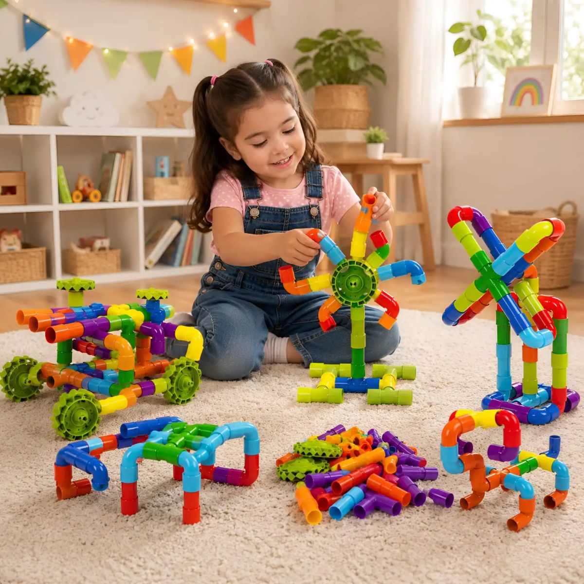 GENERICO - Juguete de Construcción STEM Tubos y Conectores 3D