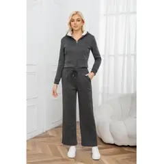 LIKE SHOP - Conjunto Mujer Invierno 2 Piezas Poleron Y Buzo Brillante Moda 7045