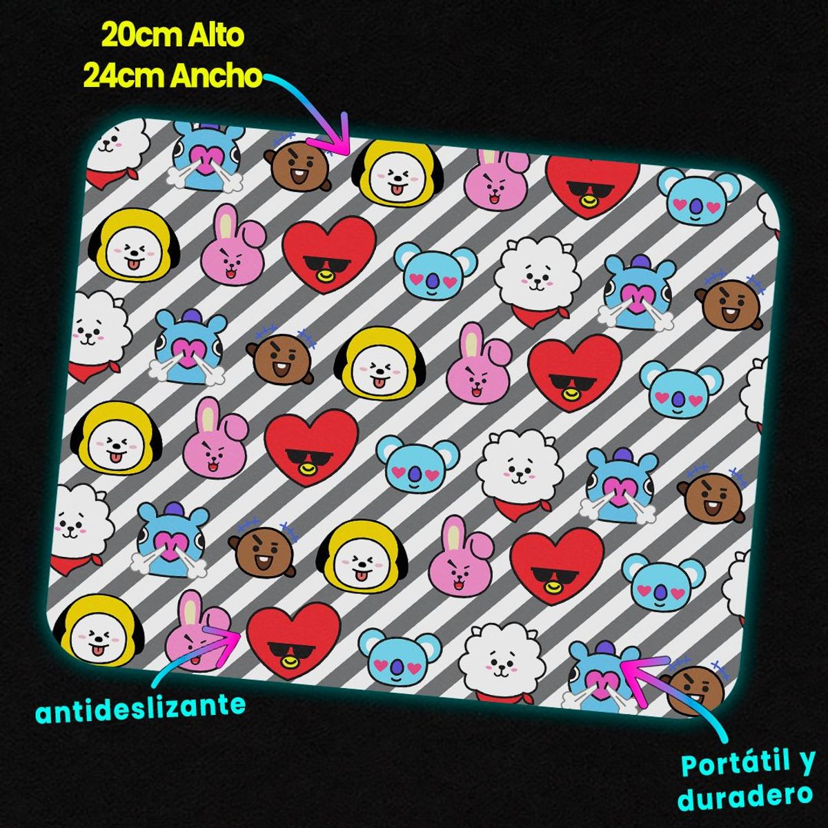 GENERICO - Mousepad 20x24 cm - Diseño BT21 Pop Parade