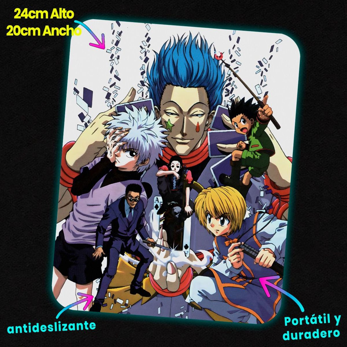 GENERICO - Mousepad 20x24 cm - Diseño Hisoka & Hunter Quartet Cards