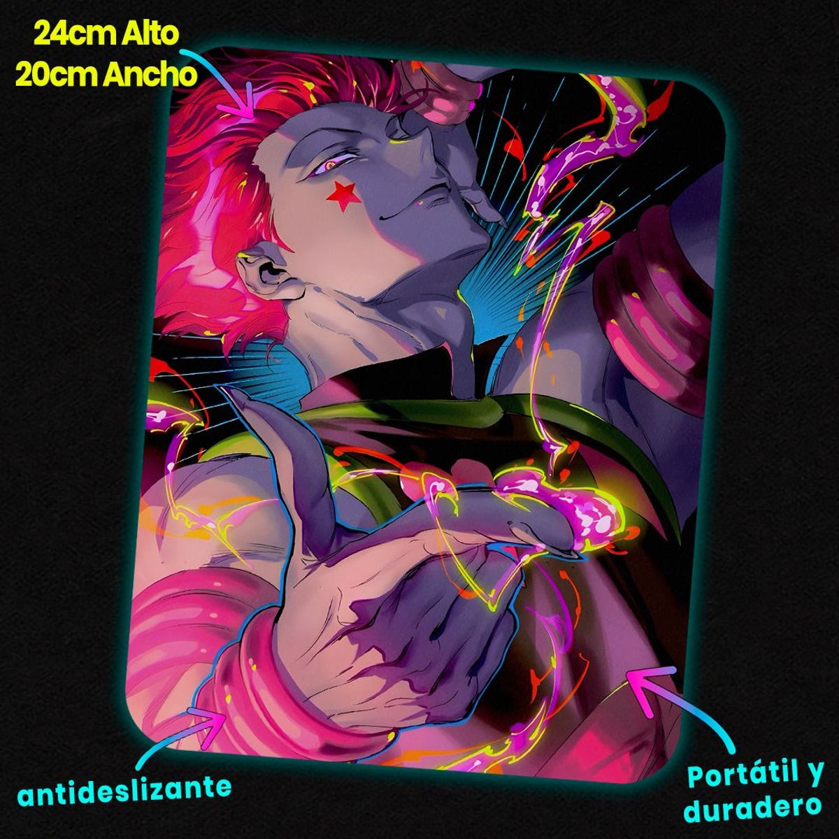 GENERICO - Mousepad 20x24 cm - Diseño Hisoka Bungee Gum Neon