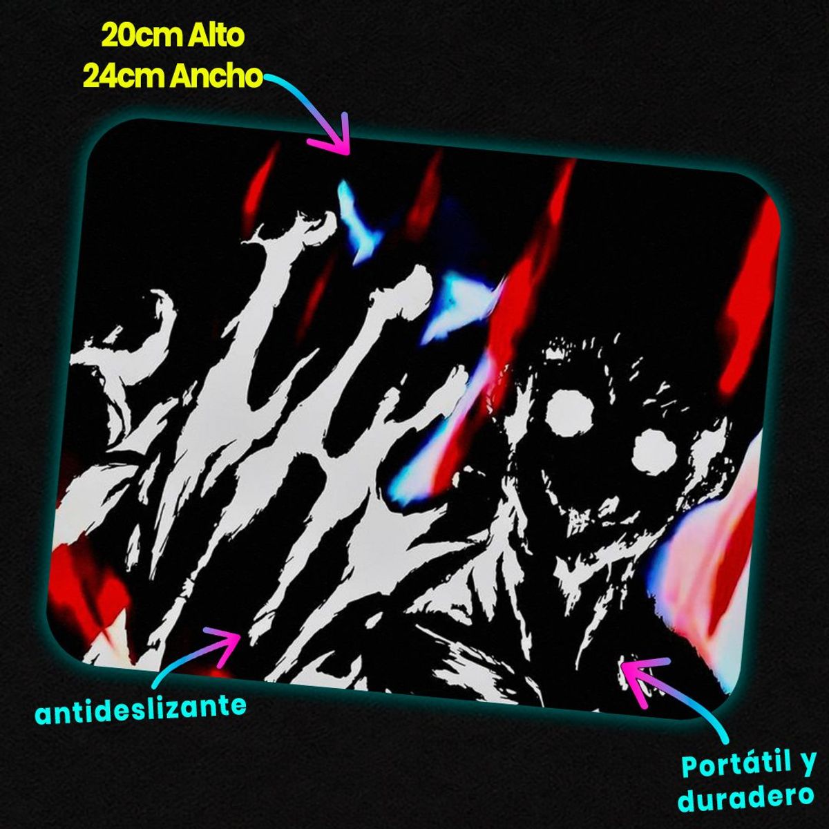 GENERICO - Mousepad 20x24 cm - Diseño Gon Dark Glitch Silhouette
