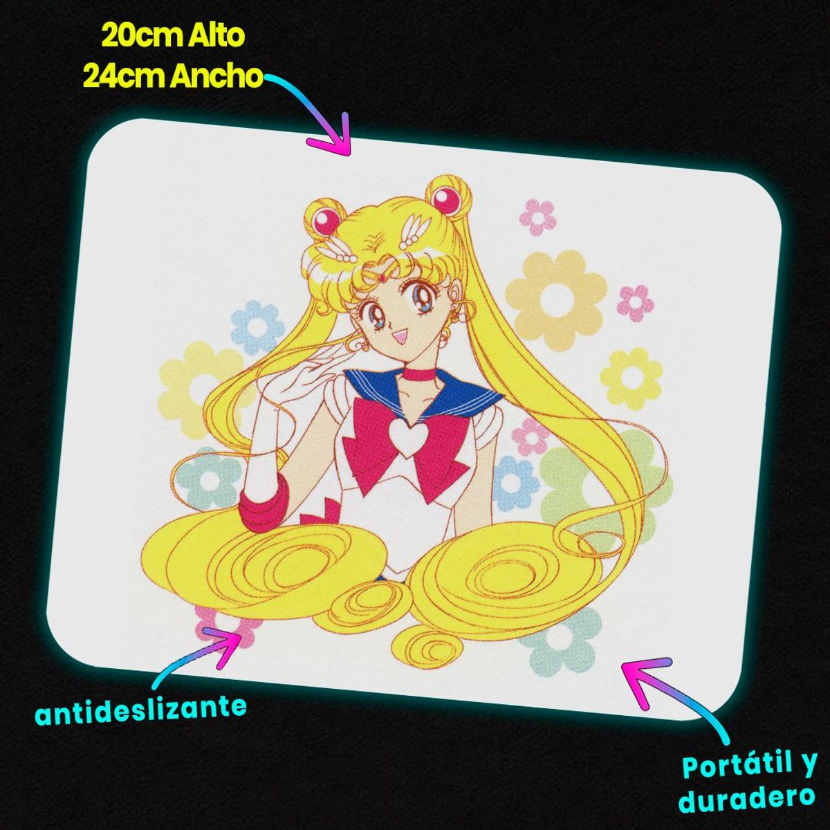 GENERICO - Mousepad 20x24 cm - Diseño Super Sailor Moon Flower Dream