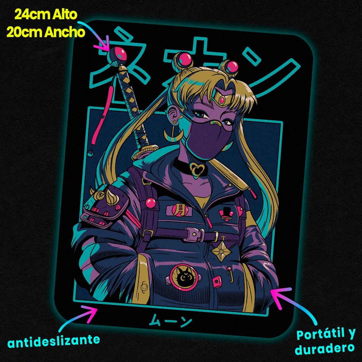 GENERICO - Mousepad 20x24 cm - Diseño Sailor Moon Cyber Shinobi Night