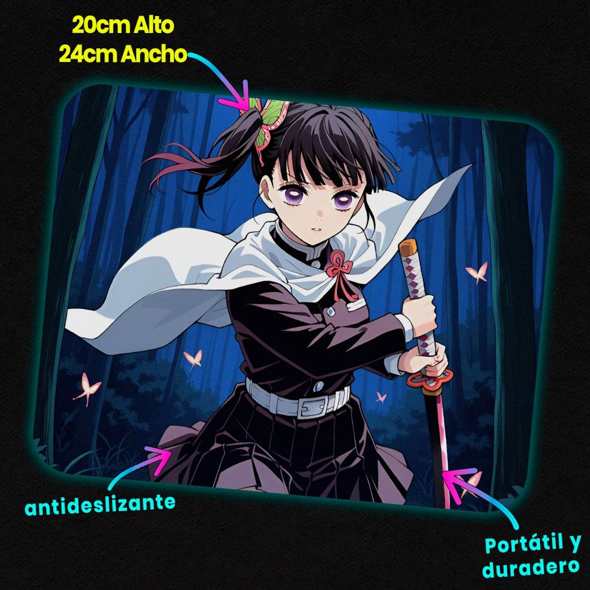 GENERICO - Mousepad 20x24 cm - Diseño Kanao Moonlight Butterfly Hunt
