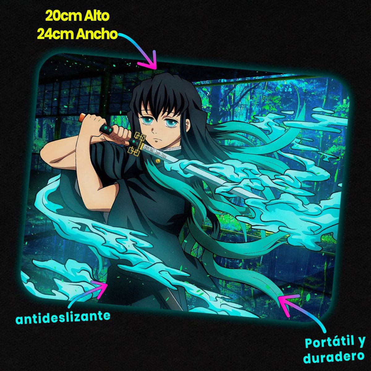 GENERICO - Mousepad 20x24 cm - Diseño Muichiro Mist Awakening