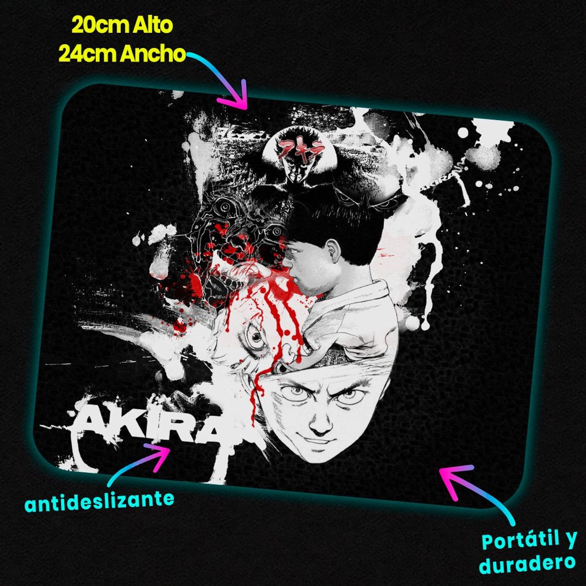 GENERICO - Mousepad 20x24 cm - Diseño Akira Crimson Chaos Splatter