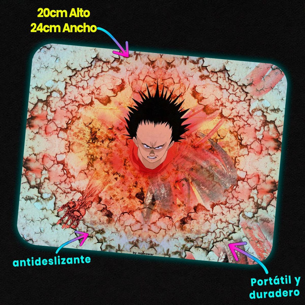 GENERICO - Mousepad 20x24 cm - Diseño Akira Tetsuo Awakening Fracture