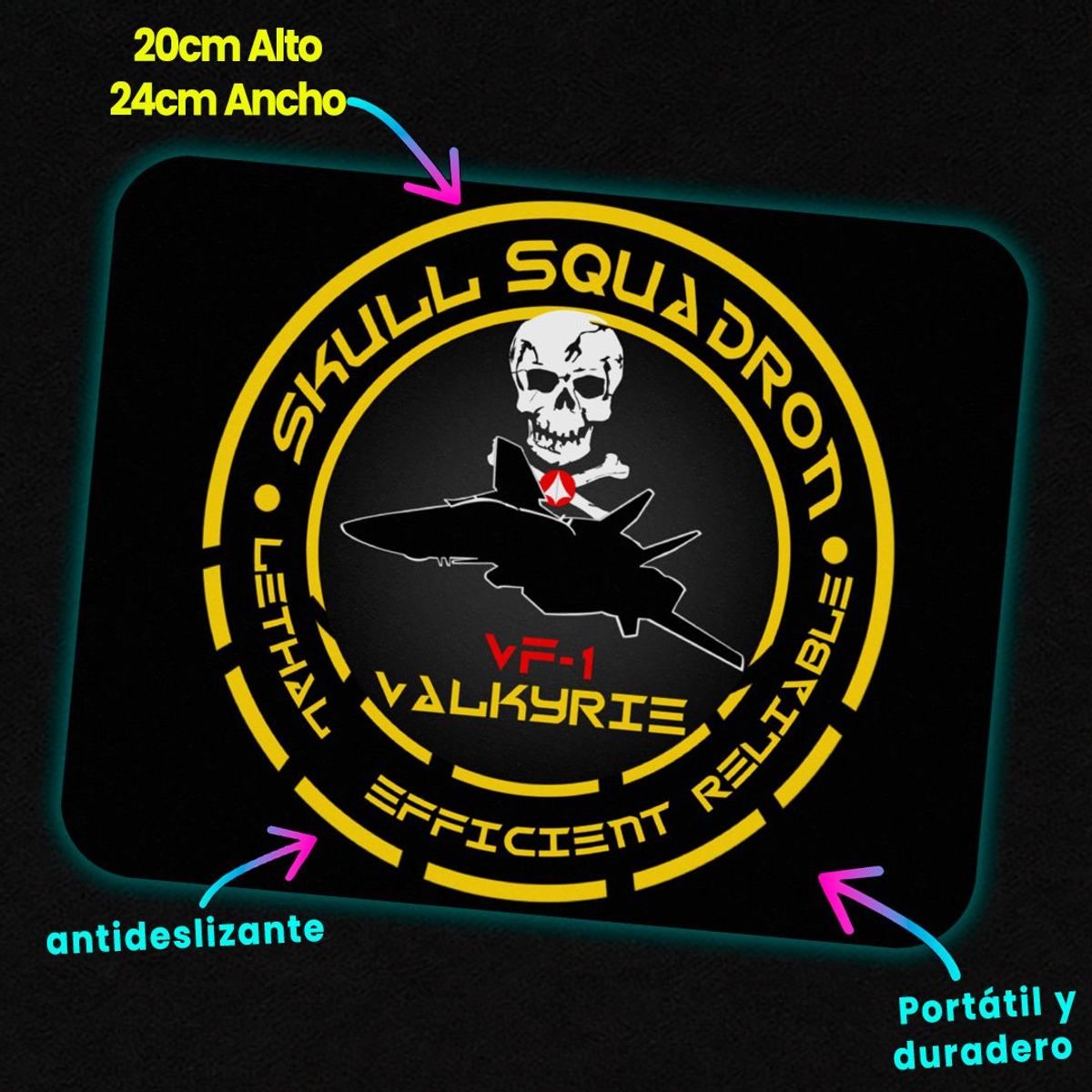 GENERICO - Mousepad 20x24 cm - Diseño Robotech Skull Squadron Tactical Crest
