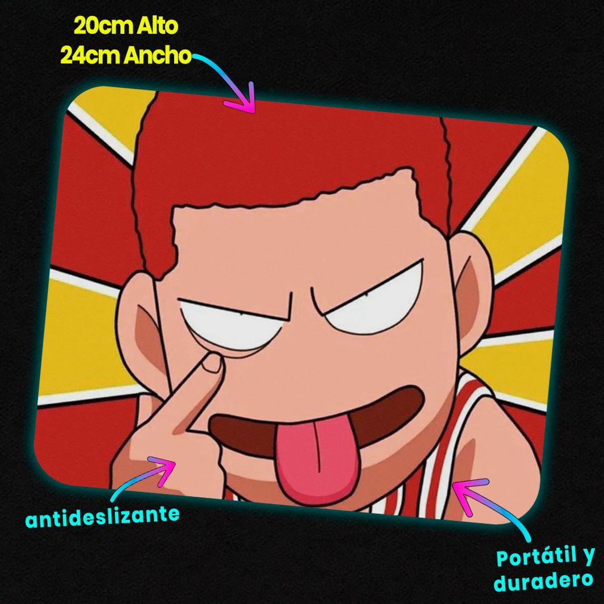 GENERICO - Mousepad 20x24 cm - Diseño Hanamichi Sakuragi Chibi Rebel