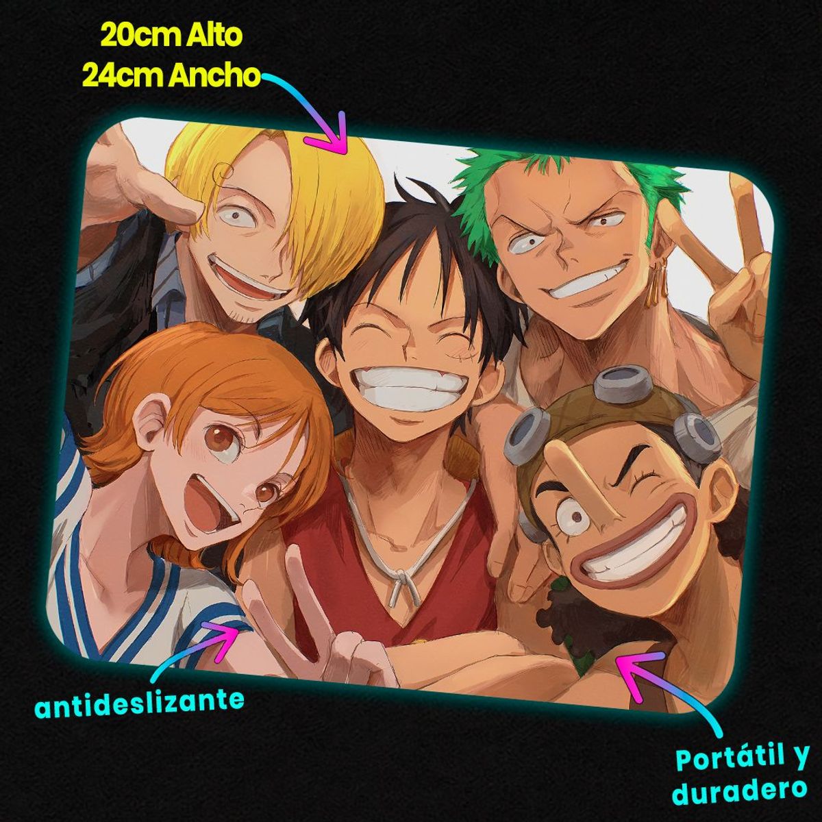 GENERICO - Mousepad 20x24 cm - Diseño Mugiwara Nakama Selfie