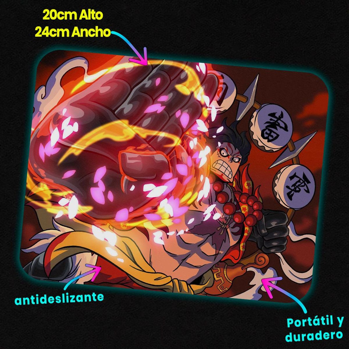 GENERICO - Mousepad 20x24 cm - Diseño Luffy Gear 4 Shogun Spirit