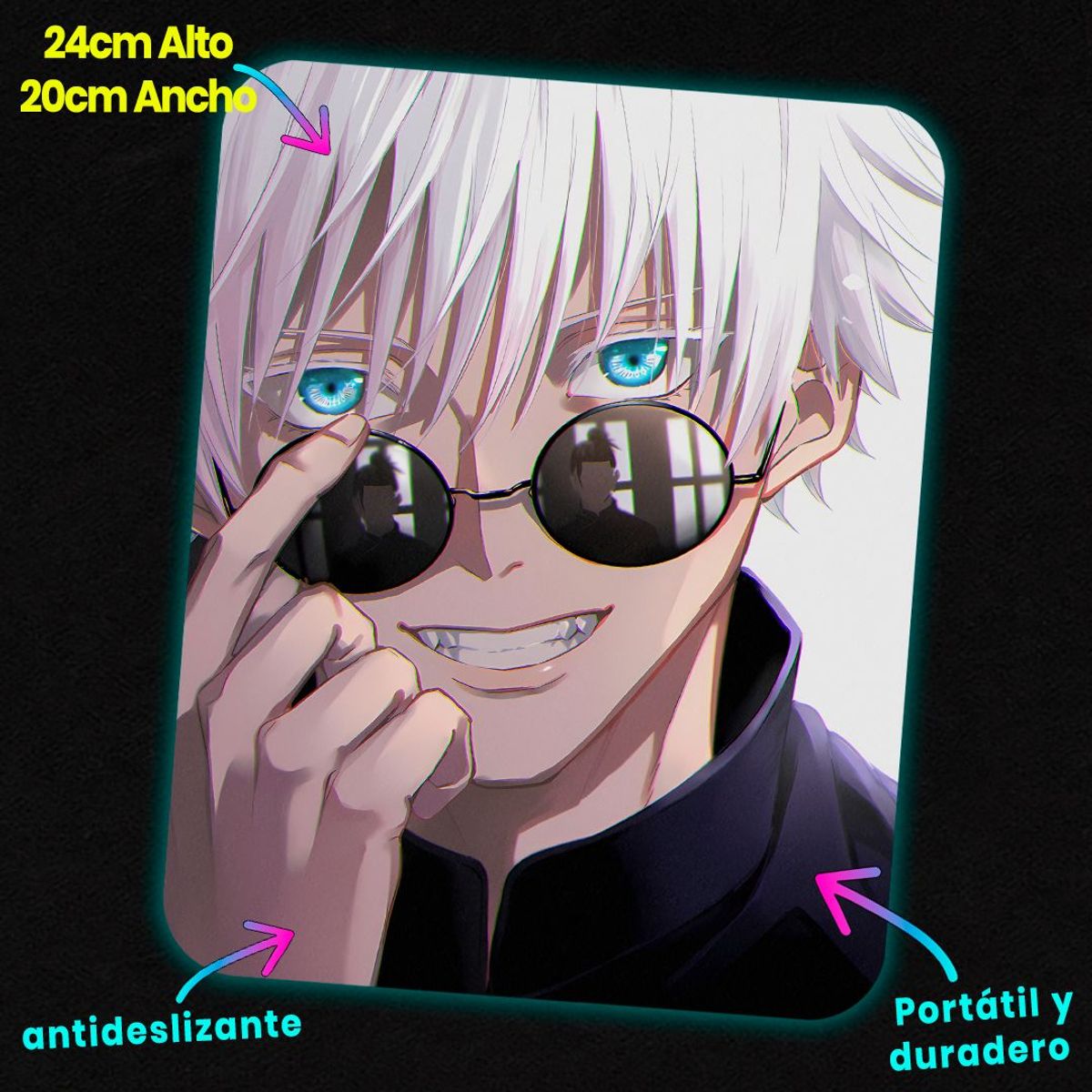 GENERICO - Mousepad 20x24 cm - Diseño Satoru Gojo Blue Eyes Reflection