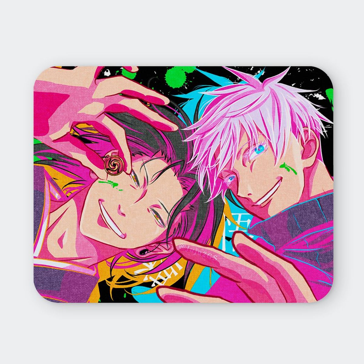 GENERICO - Mousepad 20x24 cm - Diseño Jujutsu Kaisen Neon Blue & Pink Bonds