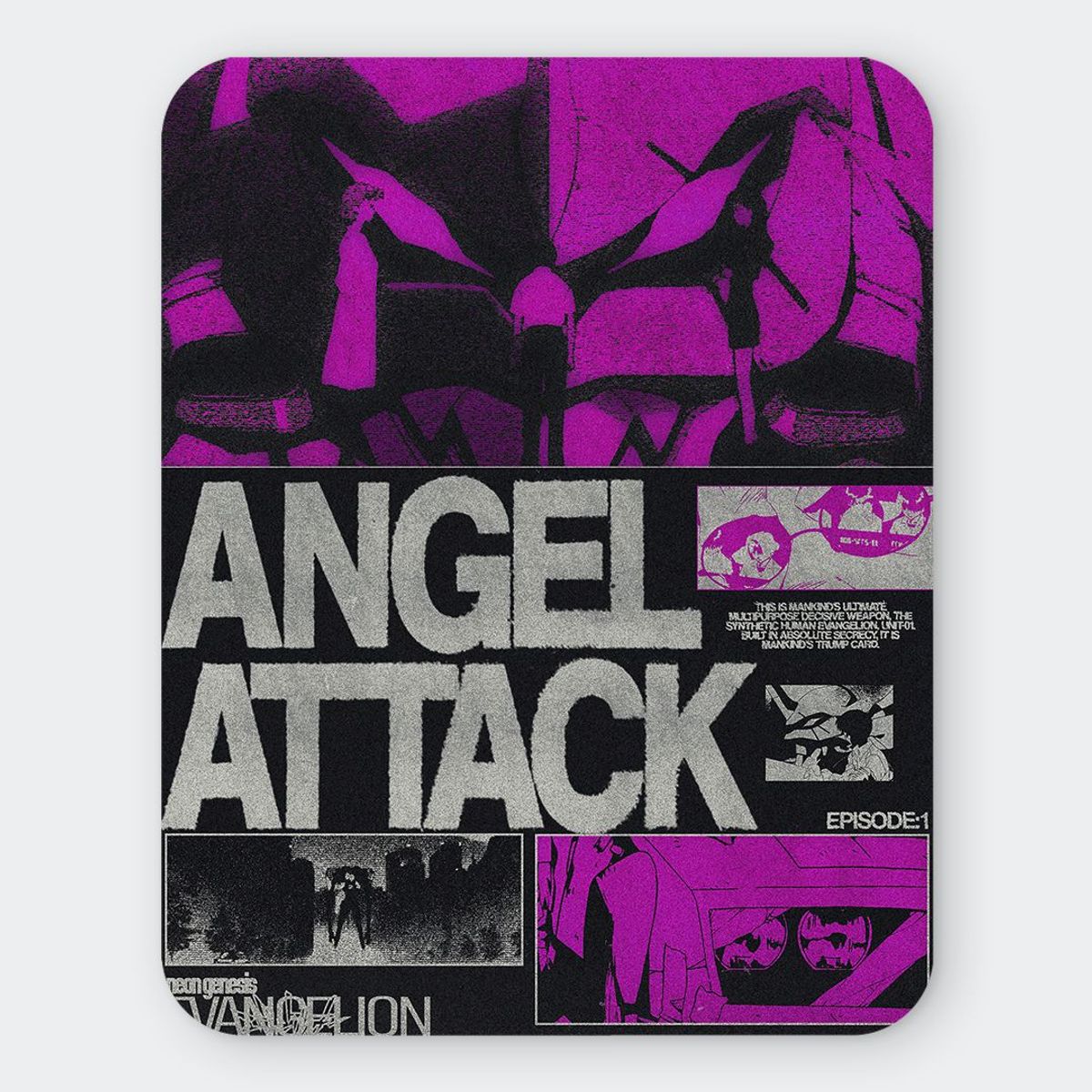 GENERICO - Mousepad 20x24 cm - Diseño Evangelion "Angel Attack Episode 1"