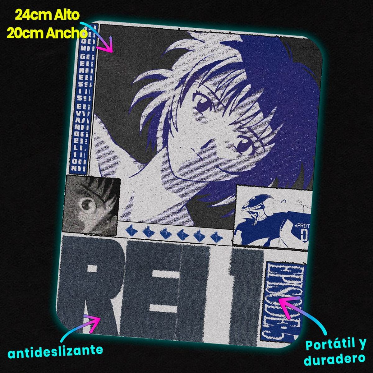 GENERICO - Mousepad 20x24 cm - Diseño Rei Ayanami Blue Blueprint Edition