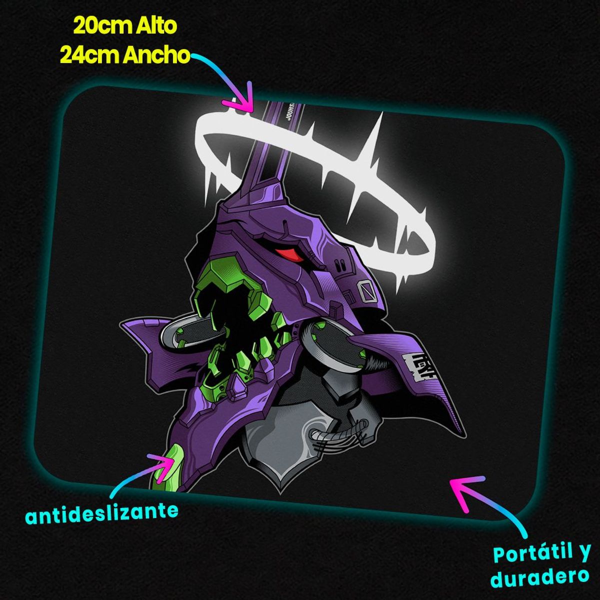 GENERICO - Mousepad 20x24 cm - Diseño Evangelion Unit-01 Awakening Halo