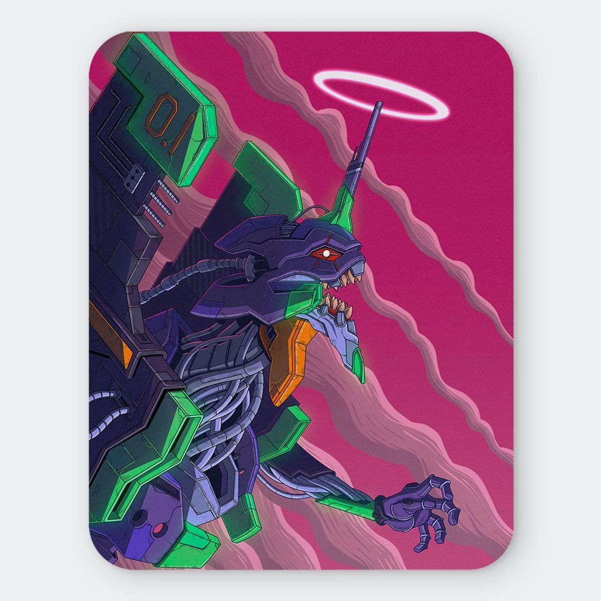 GENERICO - Mousepad 20x24 cm - Diseño Evangelion Unit-01 Third Impact Magenta